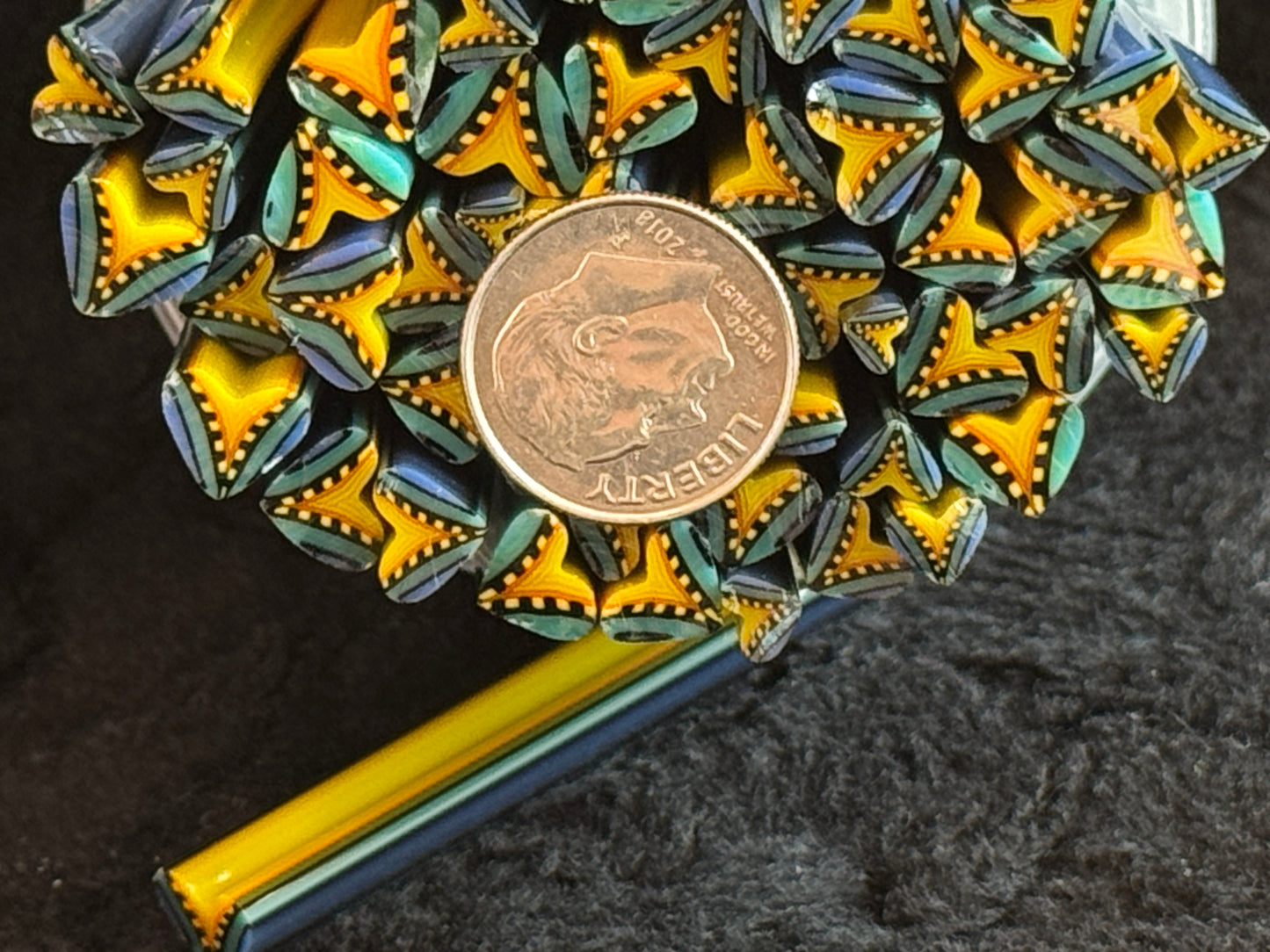 Funky Hearts (mixed sizes), 1oz, COE 96 Murrini Millefiori