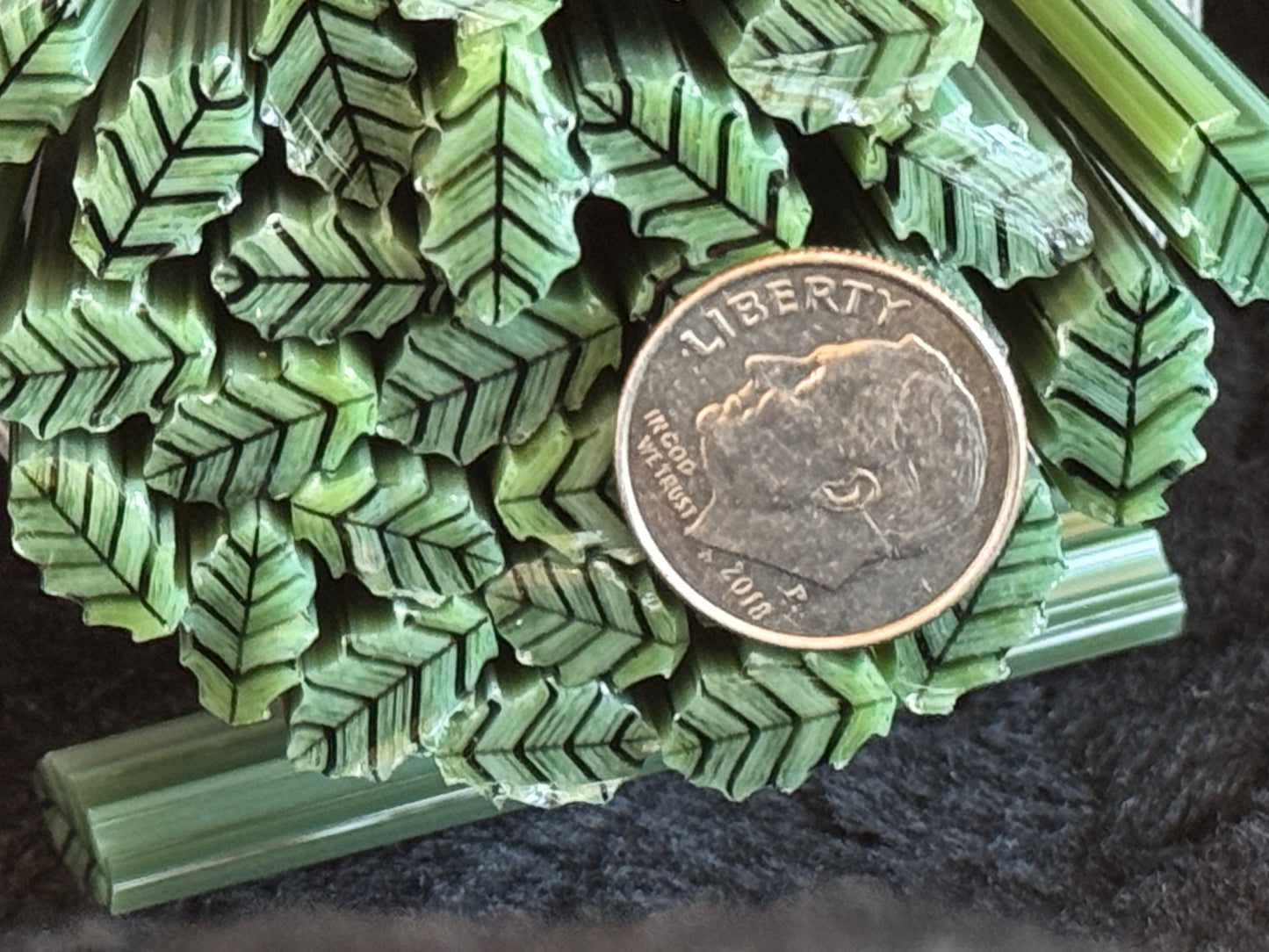 Larger Variegated Oak Leaves, 1oz, COE 96 Murrini Millefiori