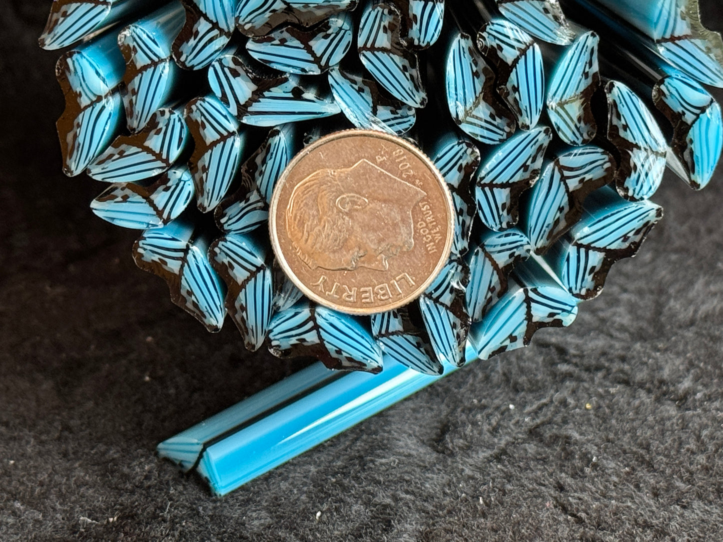 Blue Butterfly Wings, 1oz., COE 96 Murrini Millefiori
