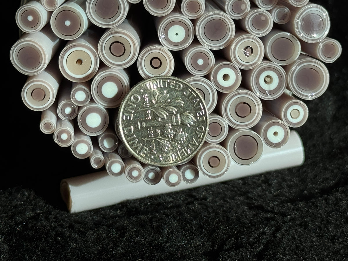 Lilac/Champagne Circles (mixed sizes), 1oz, COE 96 Murrini Millefiori