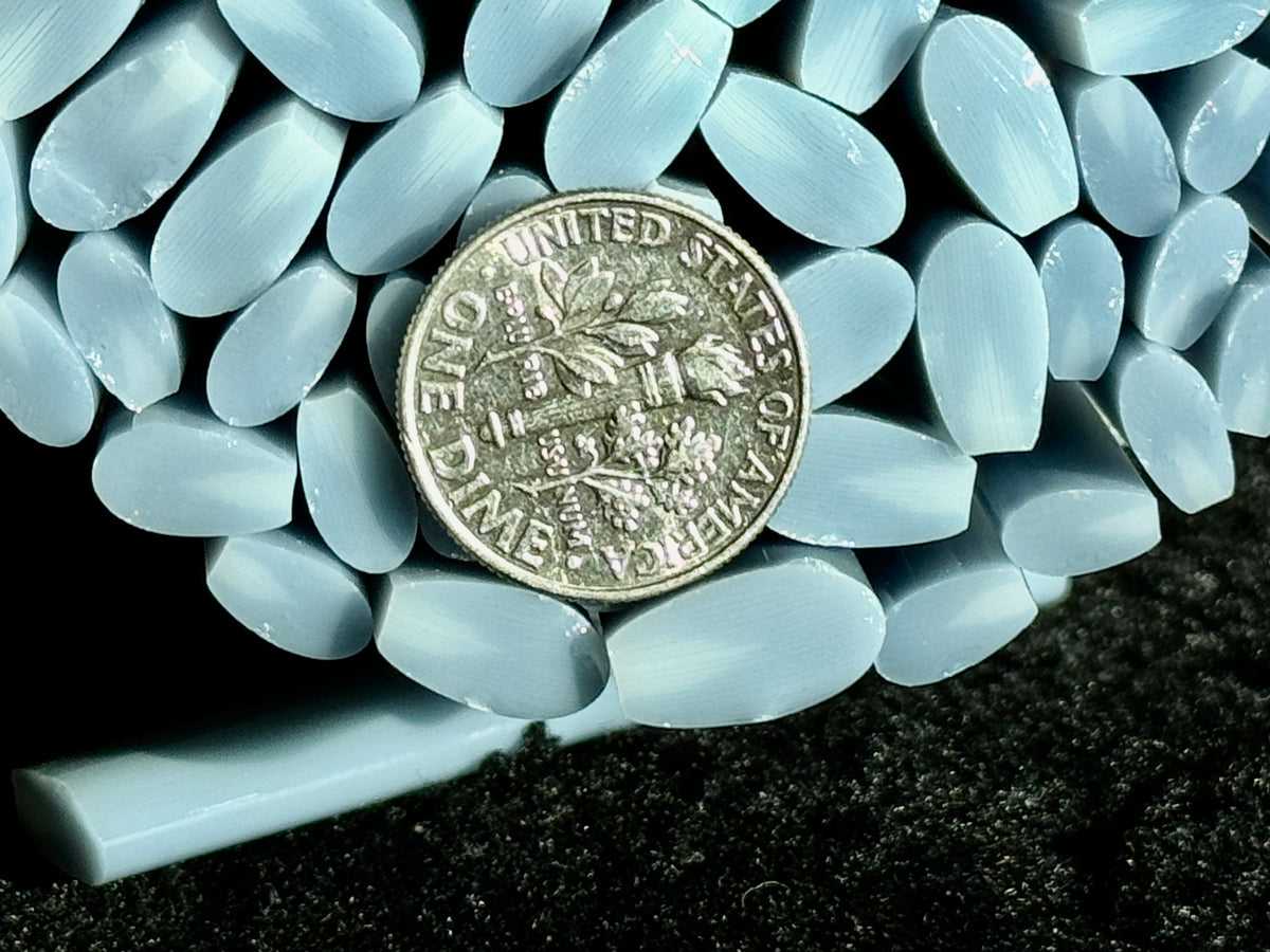 Chambray/White Flat-End Daisy Petal, 1oz, COE 96 Murrini Millefiori