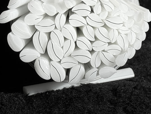 Winter White Curved Leaves (multi-size), 1oz, COE 96 Murrini Millefiori