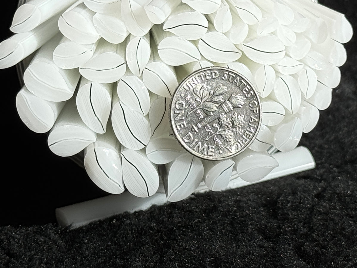 Winter White Curved Leaves (multi-size), 1oz, COE 96 Murrini Millefiori