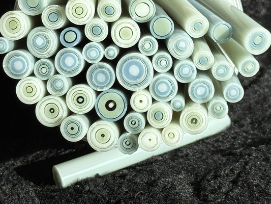 Chambray/Celadon Circles (mixed sizes), 1oz, COE 96 Murrini Millefiori