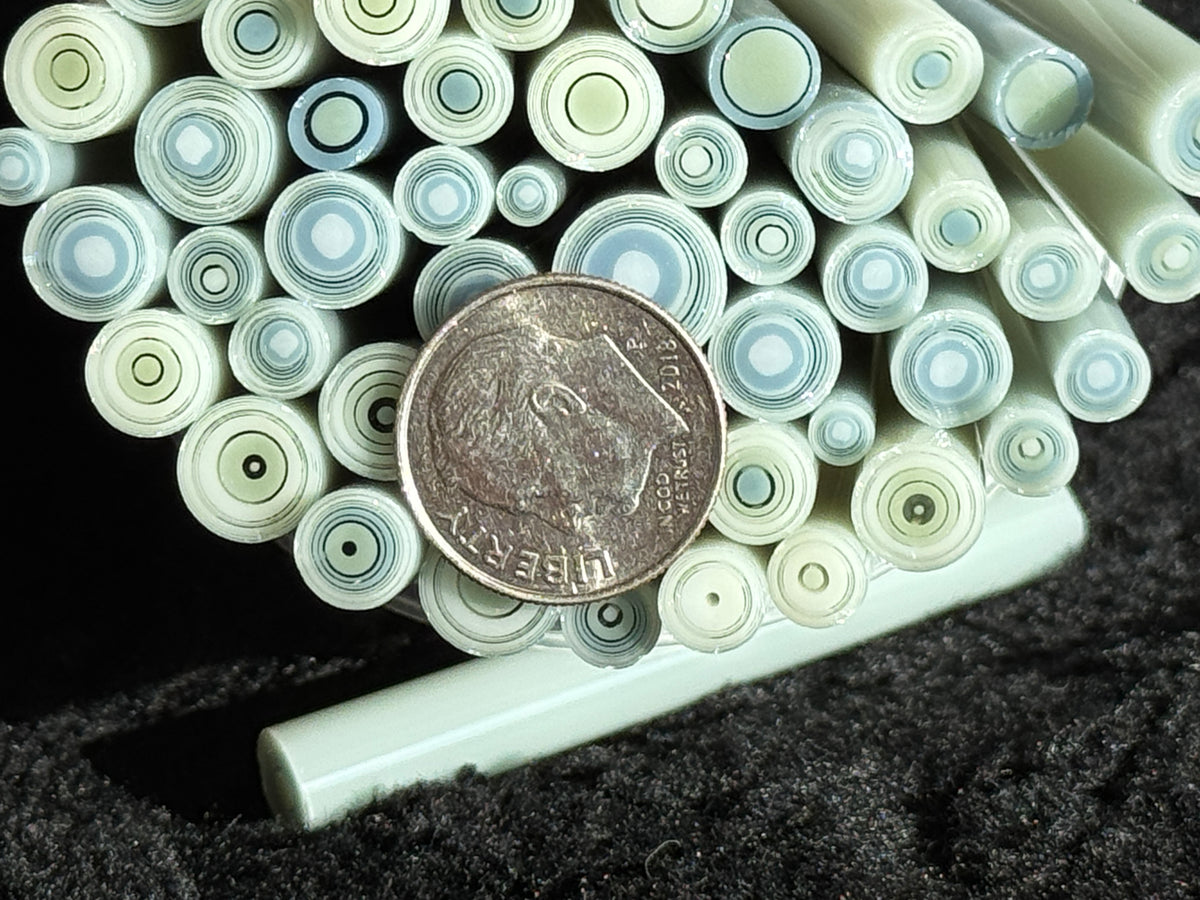 Chambray/Celadon Circles (mixed sizes), 1oz, COE 96 Murrini Millefiori