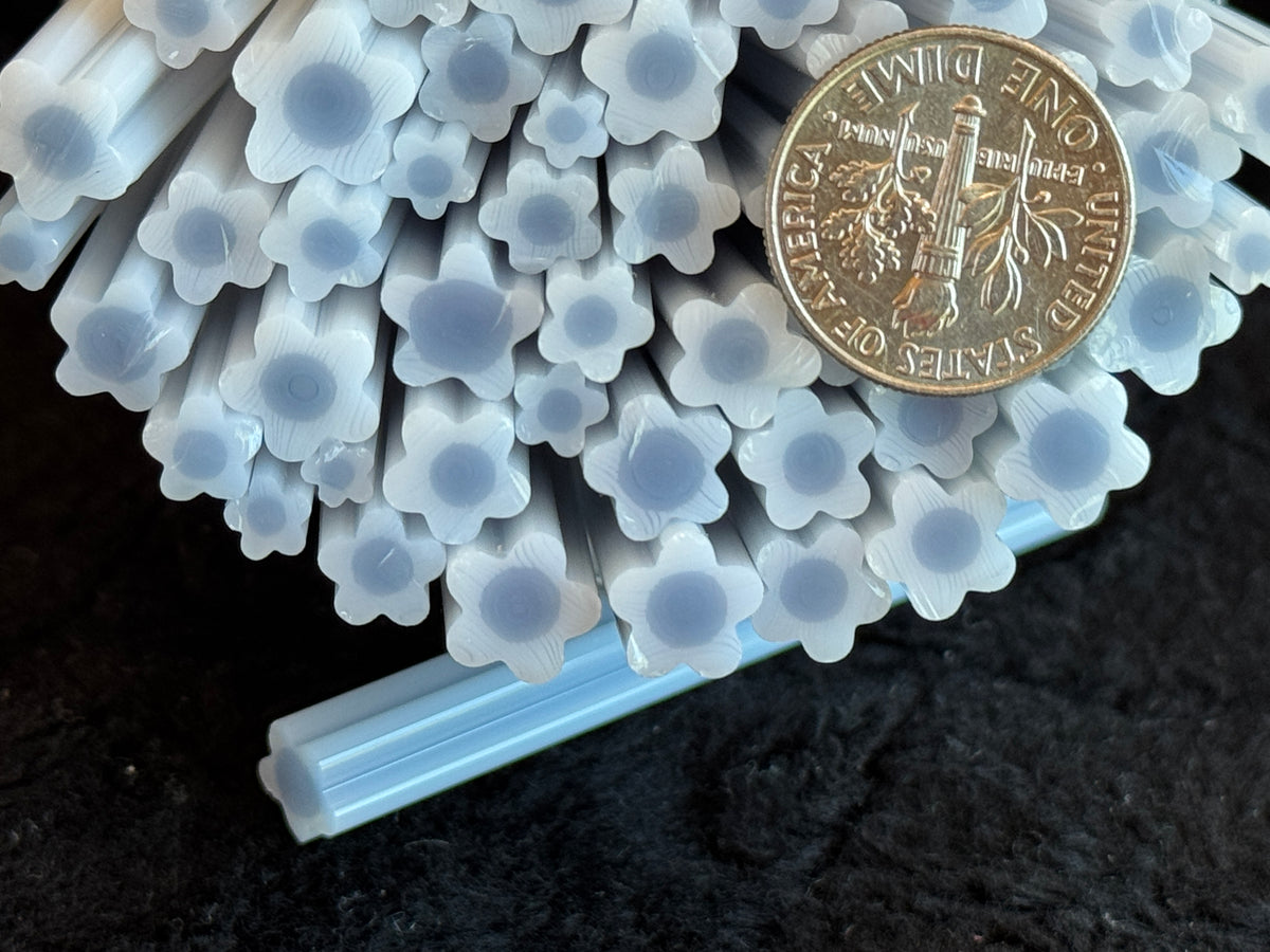 White/Chambray Ripples (multi-size), 1oz, COE 96 Murrini Millefiori
