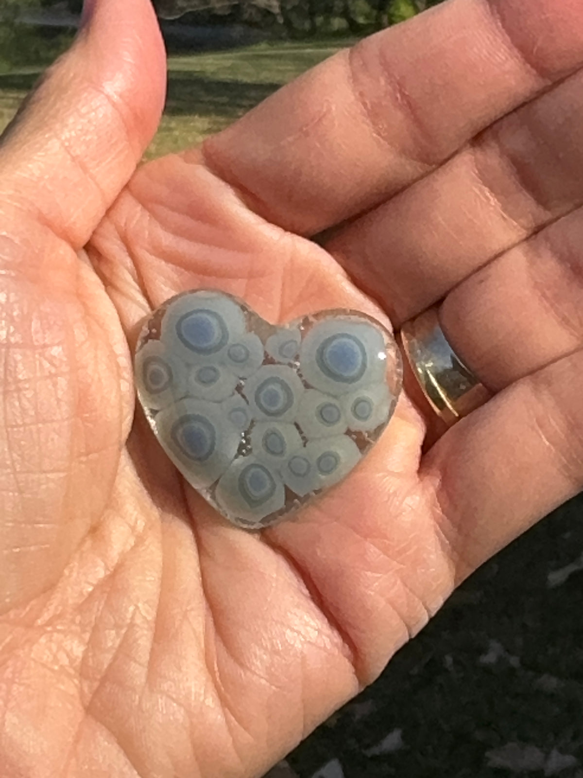 SECONDS Chambray/Celadon Circles, 1.5oz, COE 96 Murrini Millefiori