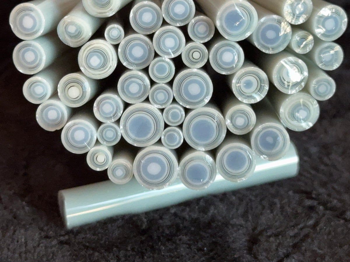 SECONDS Chambray/Celadon Circles, 1.5oz, COE 96 Murrini Millefiori