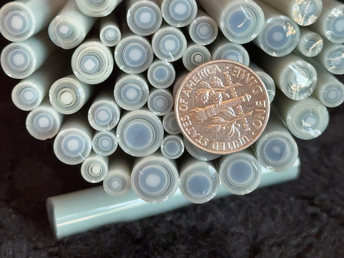 SECONDS Chambray/Celadon Circles, 1.5oz, COE 96 Murrini Millefiori