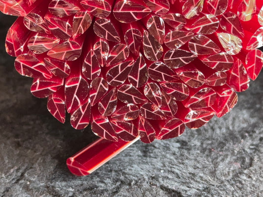 Artsy Ruby Red Transparent Leaves, 1oz, COE 96 Murrini Millefiori