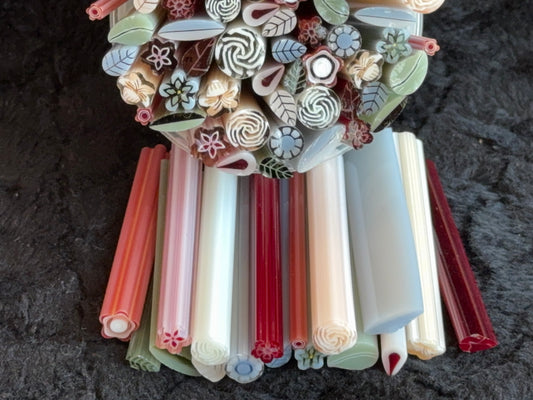 17 Cane Wedding Mix, 2.5+oz, COE 96 Murrini Millefiori