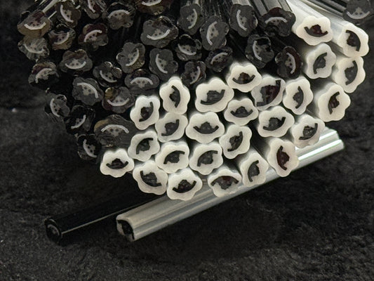 Black and White Sheep DUO (with single variation), 1oz, COE 96 Murrini Millefiori