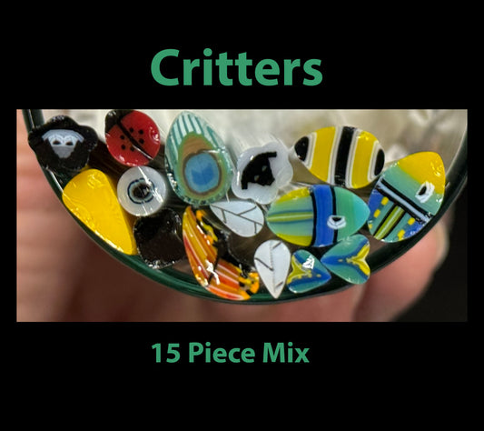 Critters 15 Piece Mix, COE 96, Murrini Millefiori