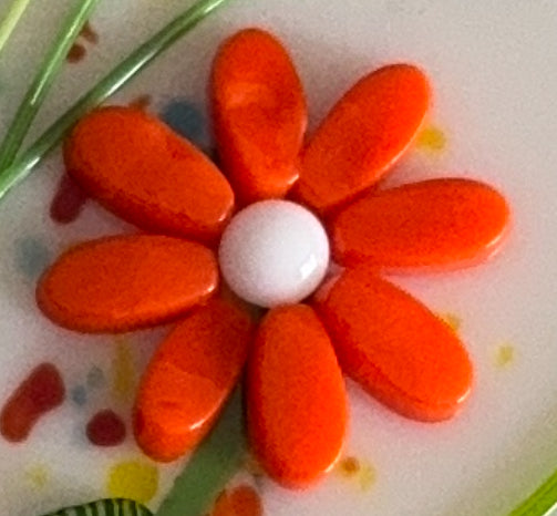 Multi-size Flat-End Orange Daisy Petal, 1.5oz, COE 96 Murrini Millefiori