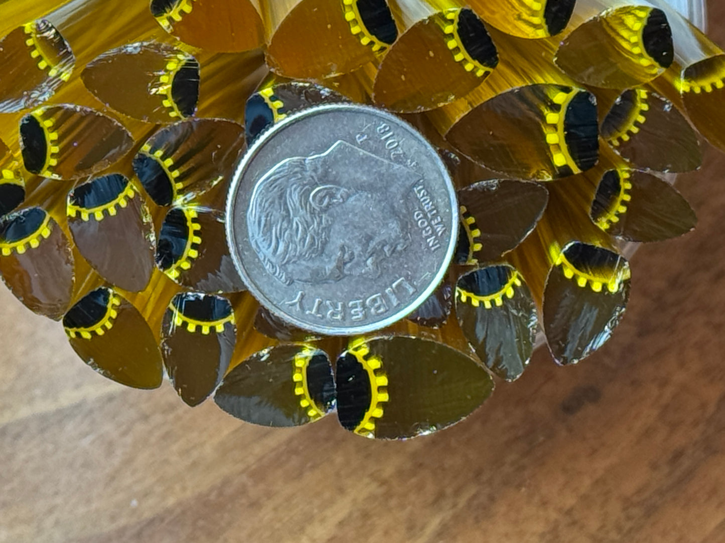 Transparent Yellow Dotted Flat-end Sunflower Petals 1oz, COE 96 Murrini Millefiori