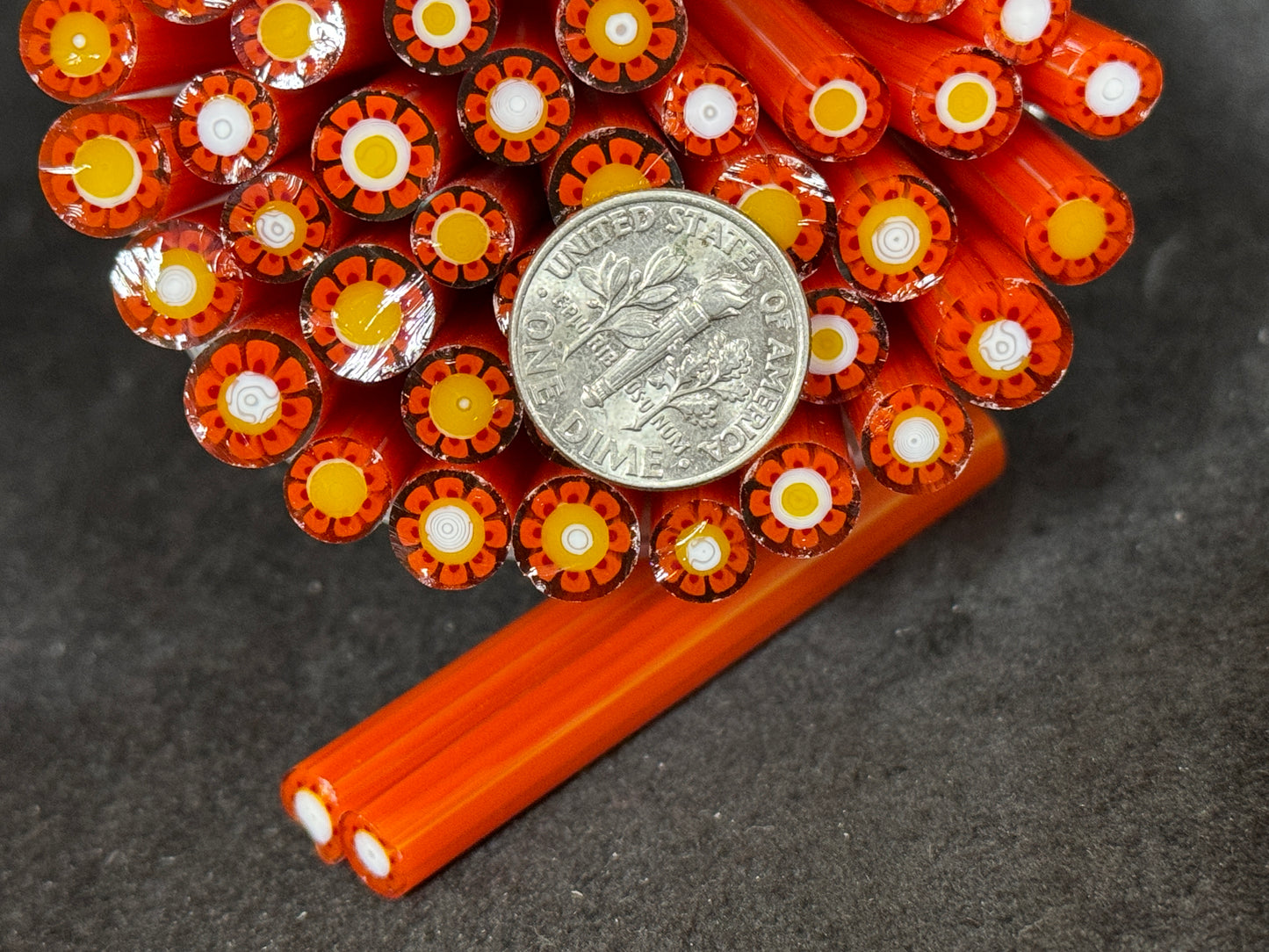 Orange Daisies, 1.5oz, COE 96 Murrini Millefiori