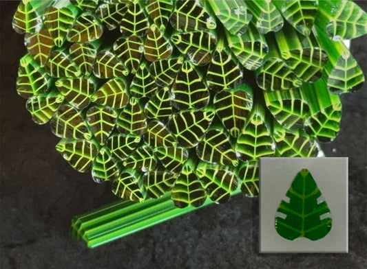 Transparent Philodendron Leaf, 1oz, COE 96 Murrini Millefiori