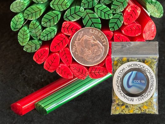 Poinsettia Kits, 1 - 1.5oz, COE 96 Murrini Millefiori