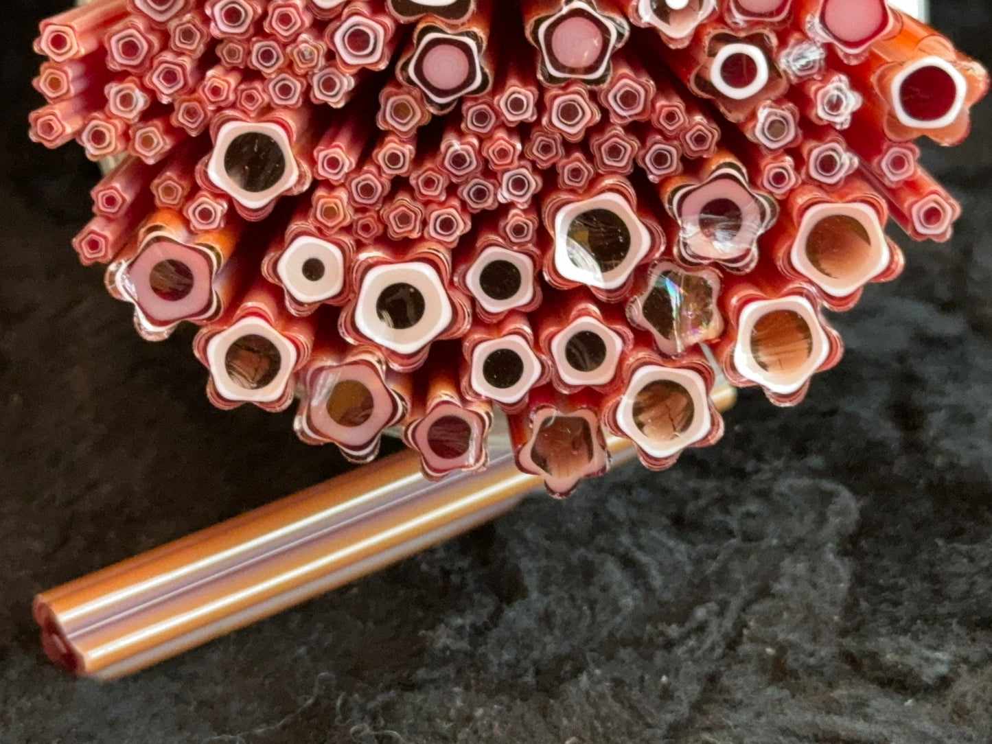 Ruby Ripples (sizes are mixed), 1oz, COE 96 Murrini Millefiori