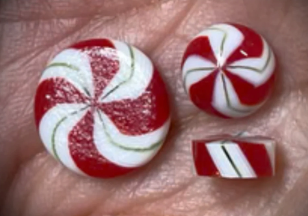 Christmas Twists, 1oz, COE 96 Murrini Millefiori