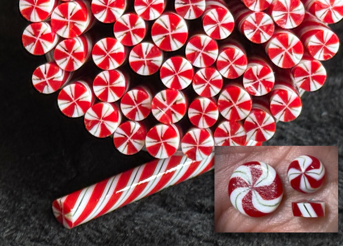 Christmas Twists, 1oz, COE 96 Murrini Millefiori