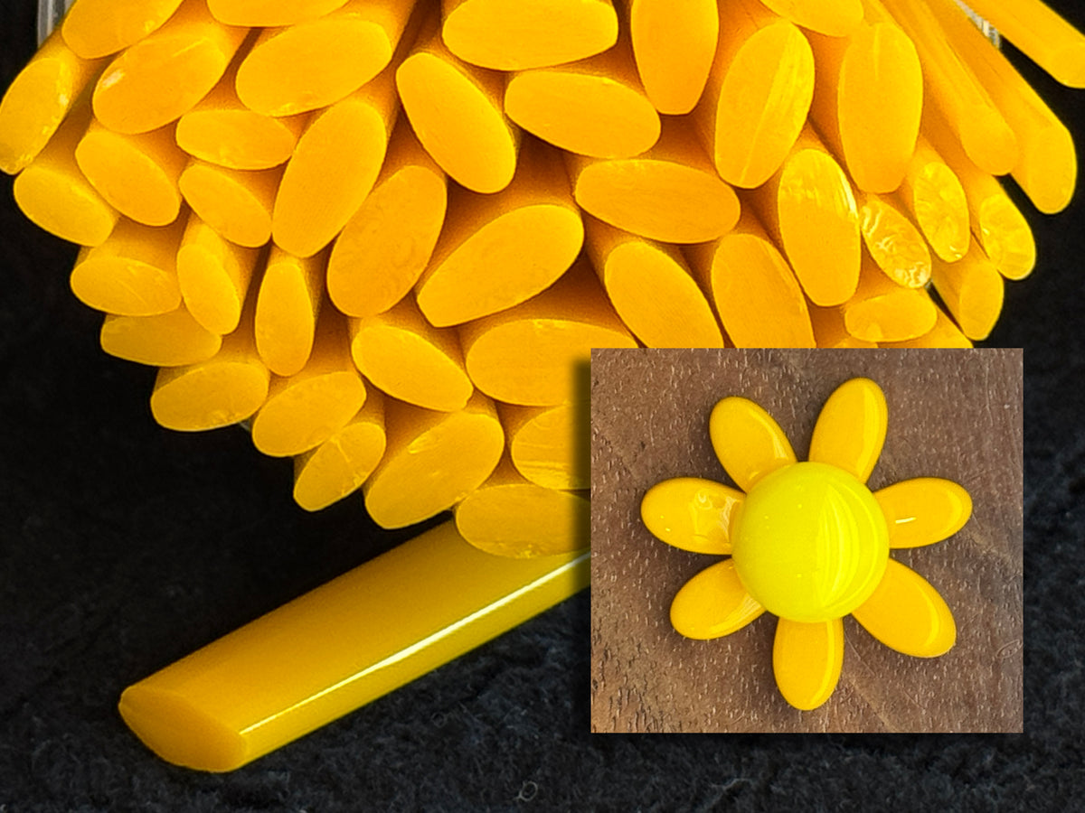 Sunflower Flat-End Daisy Petals, 1oz, COE 96 Murrini Millefiori