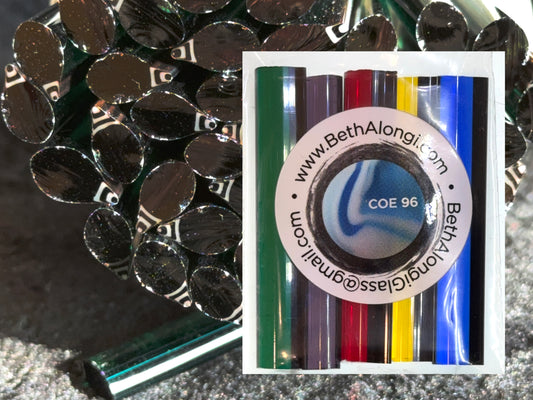 Transparent Christmas Bulb Mix (and single colors), COE 96 Murrini Millefiori