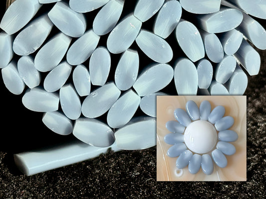Chambray/White Flat-End Daisy Petal, 1oz, COE 96 Murrini Millefiori