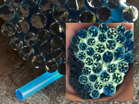 Snowflakes Deep Aqua, 1oz, COE 96 Murrini Millefiori