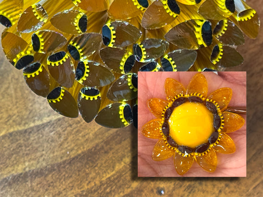 Transparent Yellow Dotted Flat-end Sunflower Petals 1oz, COE 96 Murrini Millefiori
